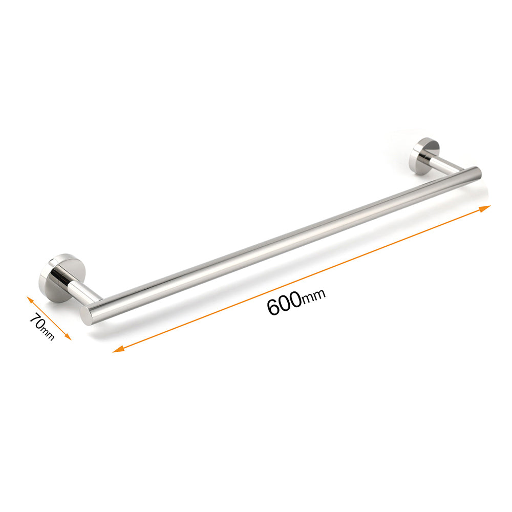 Polished Chrome 600mm Single Towel Rack Rail Holder Stainless Steel Hanger Bar V1233-6900260CR
