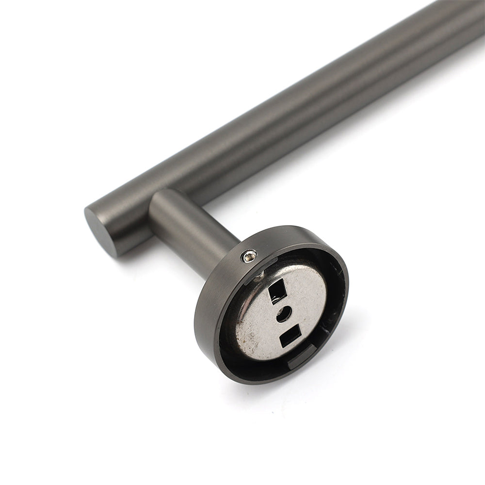 Gun Metal Stainless Steel 600mm Single Towel Rack Rail Holder Round Hanger Bar V1233-6900260GM