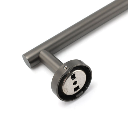 Gun Metal Stainless Steel 600mm Single Towel Rack Rail Holder Round Hanger Bar V1233-6900260GM