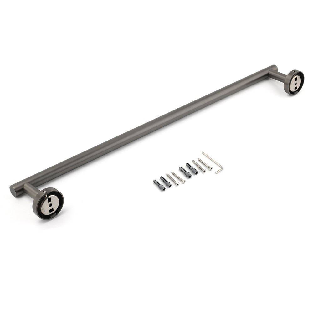 Gun Metal Stainless Steel 600mm Single Towel Rack Rail Holder Round Hanger Bar V1233-6900260GM