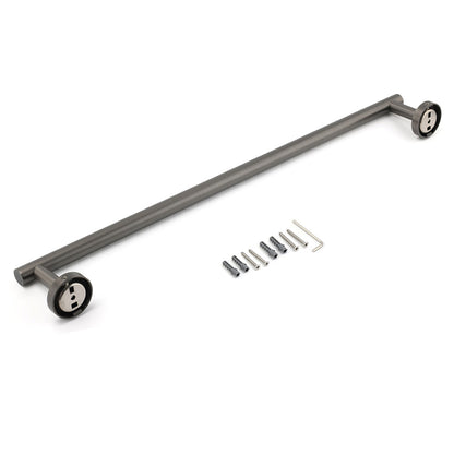 Gun Metal Stainless Steel 600mm Single Towel Rack Rail Holder Round Hanger Bar V1233-6900260GM