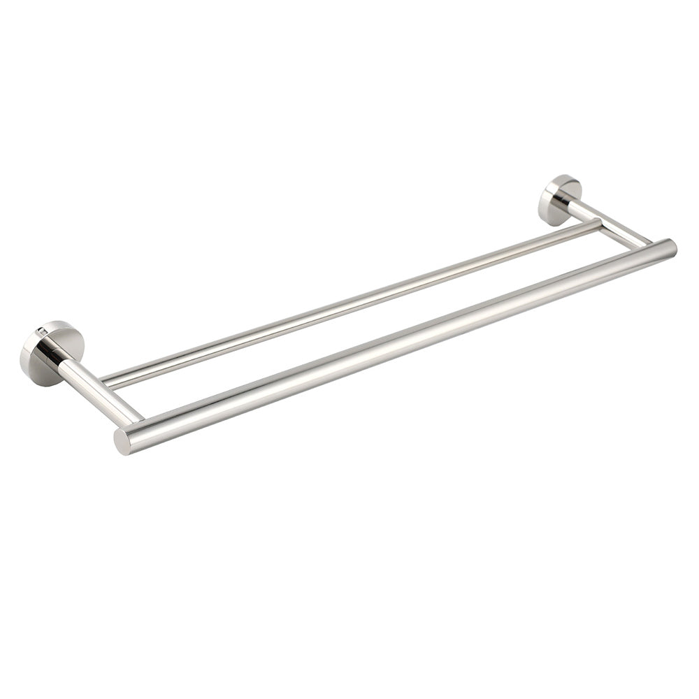 Polished Chrome 600mm Double Towel Rack Holder Stainless Steel Hanger Rail Kit V1233-6900360CR