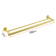Brushed Gold 600mm Long Double Towel Rack Rail Holder Bar Round Stainless Steel V1233-6900376BG