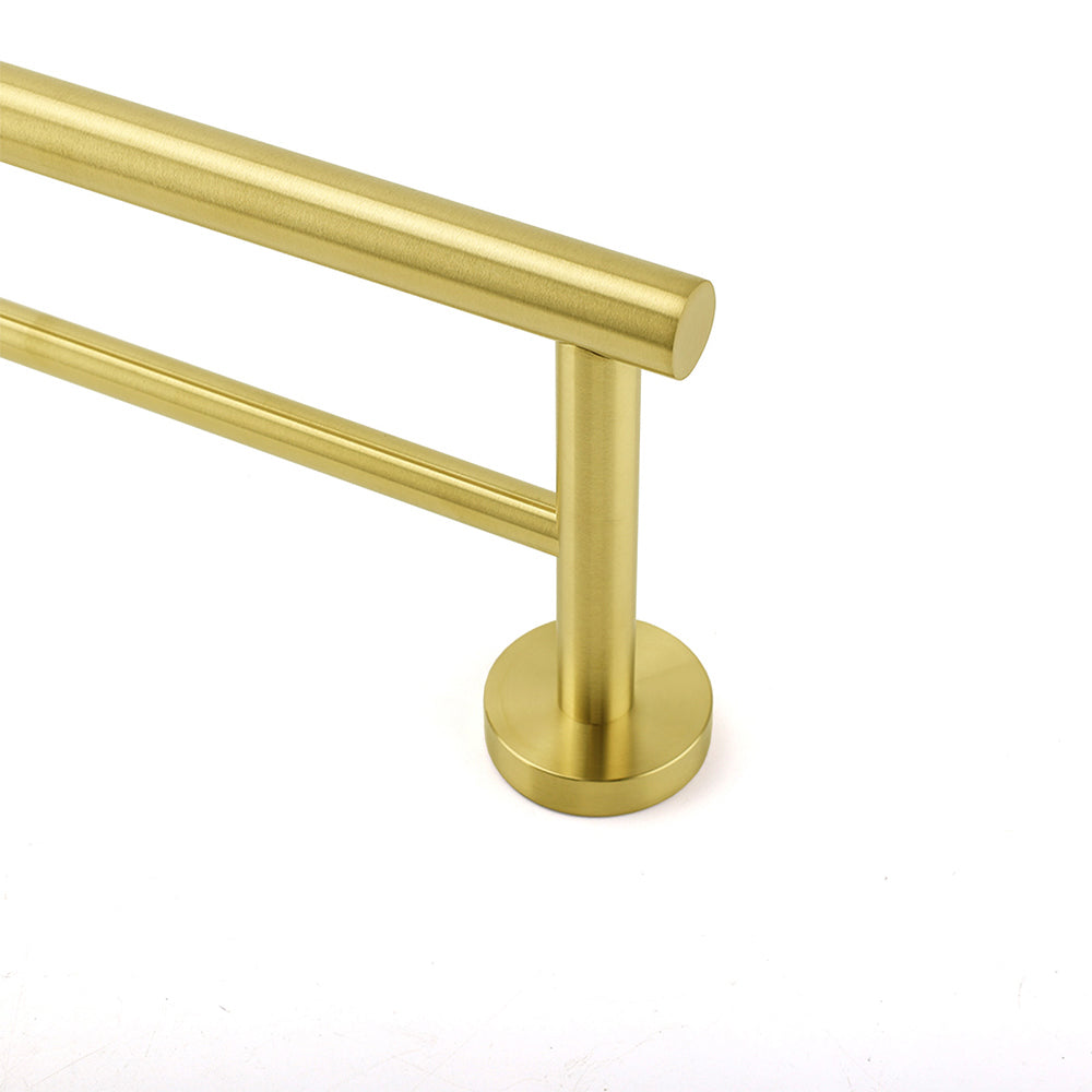 Brushed Gold 600mm Long Double Towel Rack Rail Holder Bar Round Stainless Steel V1233-6900376BG