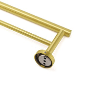 Brushed Gold 600mm Long Double Towel Rack Rail Holder Bar Round Stainless Steel V1233-6900376BG