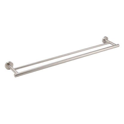 Brushed Nickel 750mm Double Towel Rack Rail Holder Round Hanger Bar Wall Mounted V1233-6900376BS