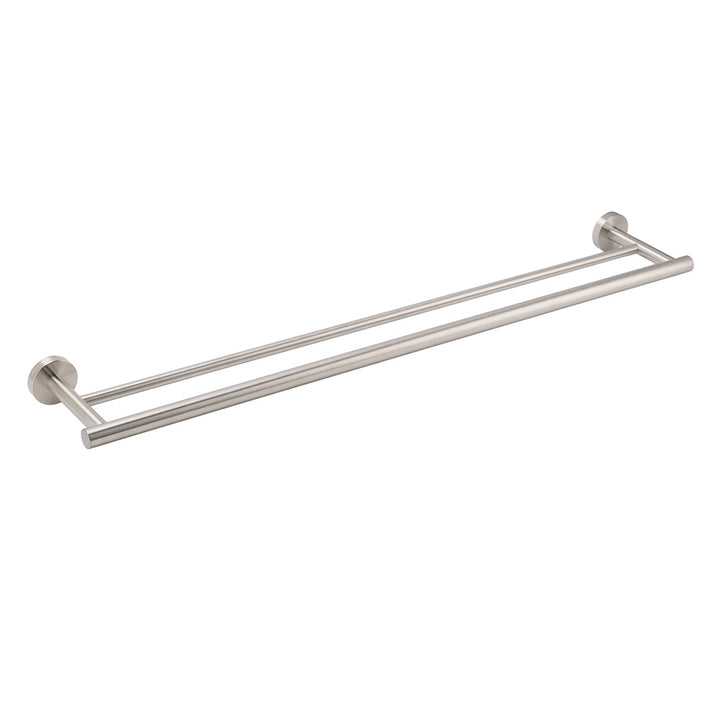 Brushed Nickel 750mm Double Towel Rack Rail Holder Round Hanger Bar Wall Mounted V1233-6900376BS