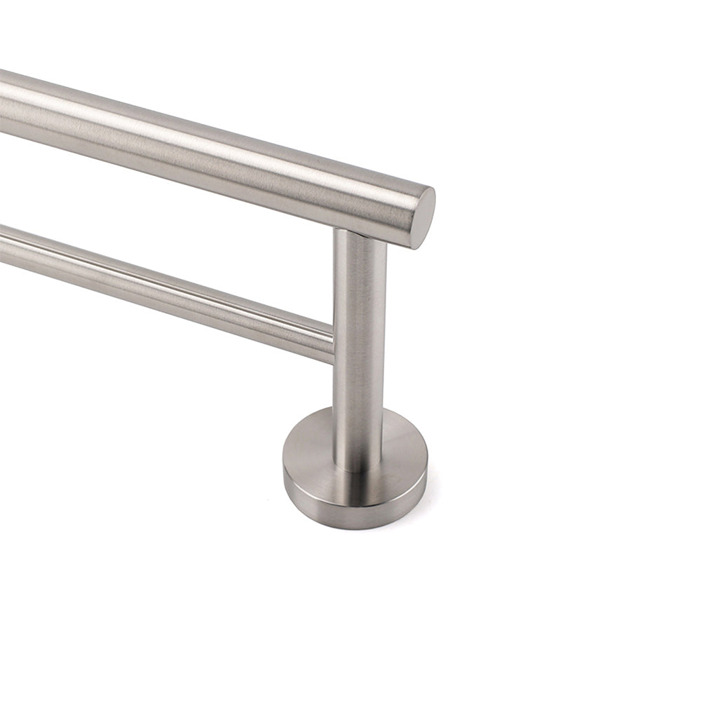 Brushed Nickel 750mm Double Towel Rack Rail Holder Round Hanger Bar Wall Mounted V1233-6900376BS