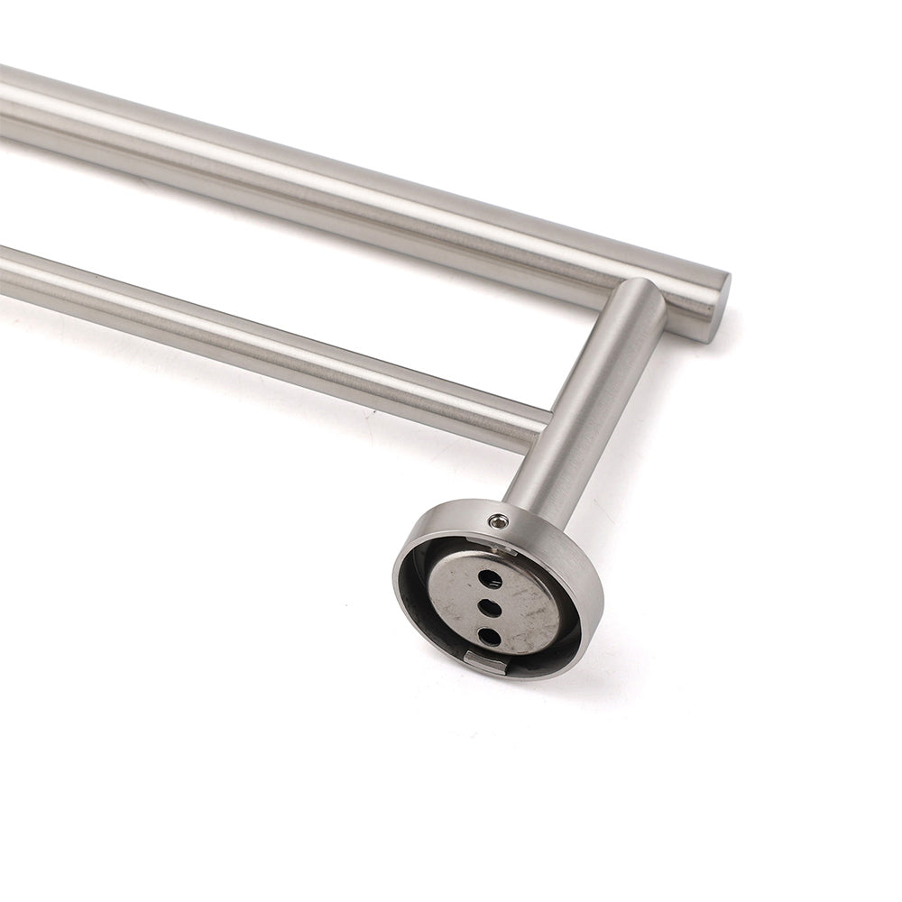 Brushed Nickel 750mm Double Towel Rack Rail Holder Round Hanger Bar Wall Mounted V1233-6900376BS