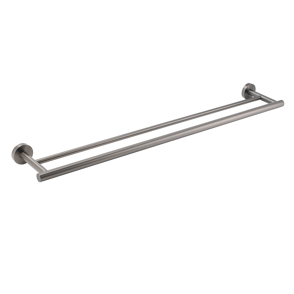 Gun Metal Stainless Steel 750mm Double Towel Rack Rail Holder Round Hanger Bar V1233-6900376GM