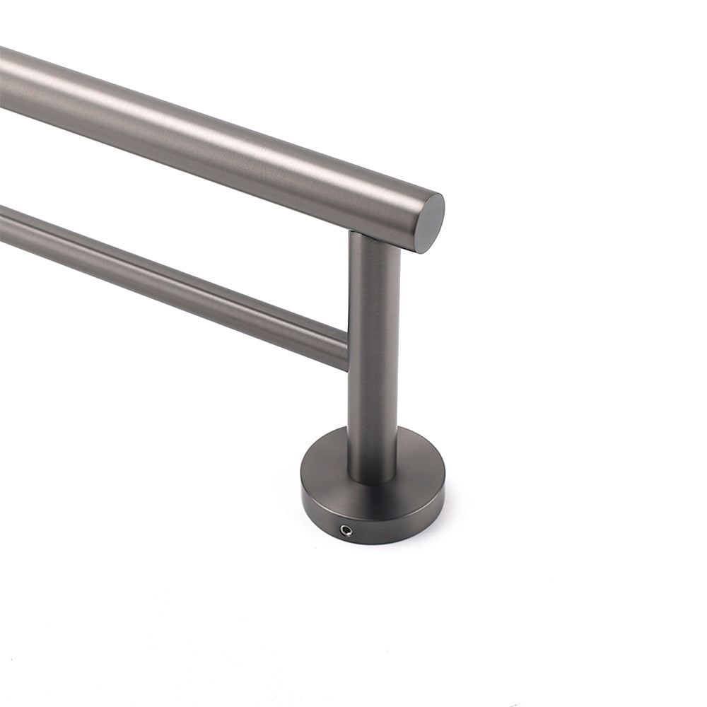 Gun Metal Stainless Steel 750mm Double Towel Rack Rail Holder Round Hanger Bar V1233-6900376GM