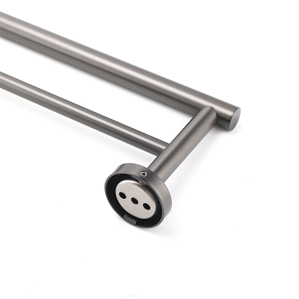 Gun Metal Stainless Steel 750mm Double Towel Rack Rail Holder Round Hanger Bar V1233-6900376GM