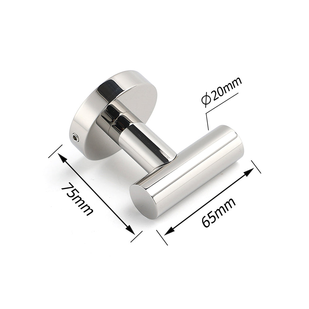 Chrome Round Robe Hook Hanger Organizer Bathroom Stainless Steel Accessory Kit V1233-69009CR