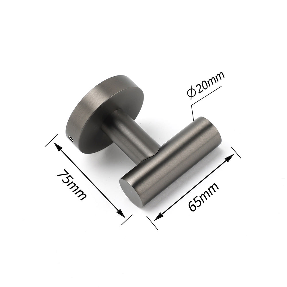 Gun Metal Tidy Robe Hook Hanger Organizer Bathroom Stainless Steel Wall Mounted V1233-69009GM