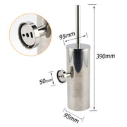 Polished Chrome Silver Round Toilet Brush Wall Mount Holder Cup Stainless Steel V1233-69013PS