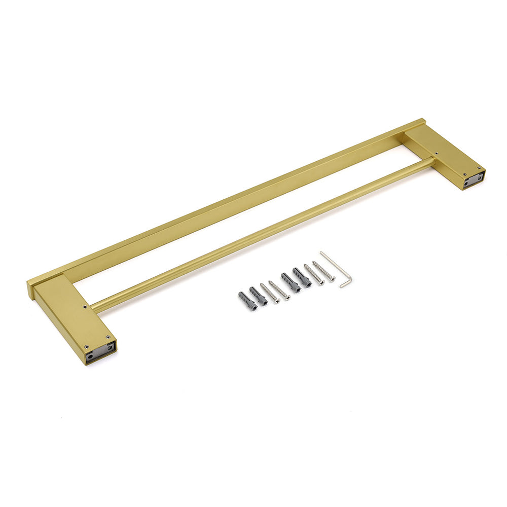 Square SUS Double Towel Rail Rack 600mm Brushed Gold Hanger Holder Bar Bathroom V1233-8700360BG