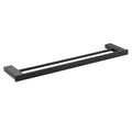 Matt Black Cubic Square 600mm Double Towel Rail Rack Hanger Holder Bar Wall Kit V1233-8700360BL