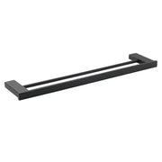 Matt Black Cubic Square 600mm Double Towel Rail Rack Hanger Holder Bar Wall Kit V1233-8700360BL