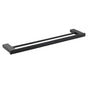 Matt Black Cubic Square 600mm Double Towel Rail Rack Hanger Holder Bar Wall Kit V1233-8700360BL