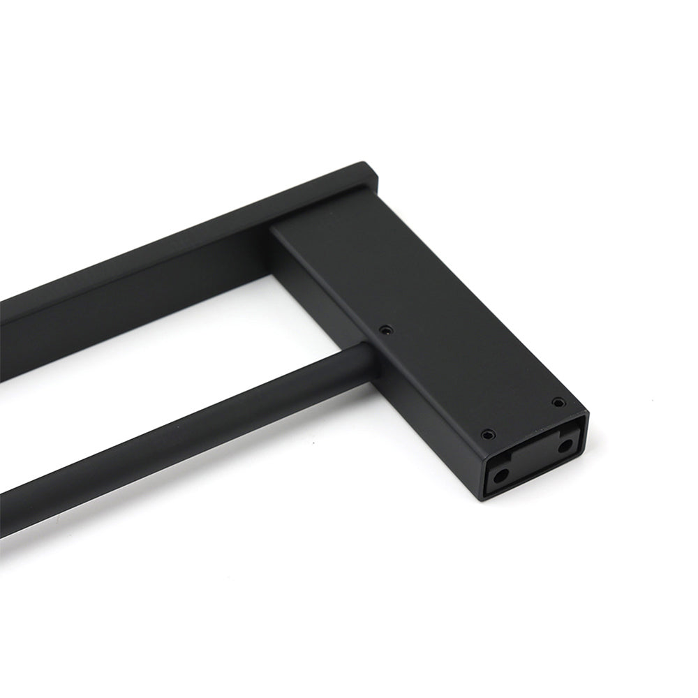 Matt Black Cubic Square 600mm Double Towel Rail Rack Hanger Holder Bar Wall Kit V1233-8700360BL