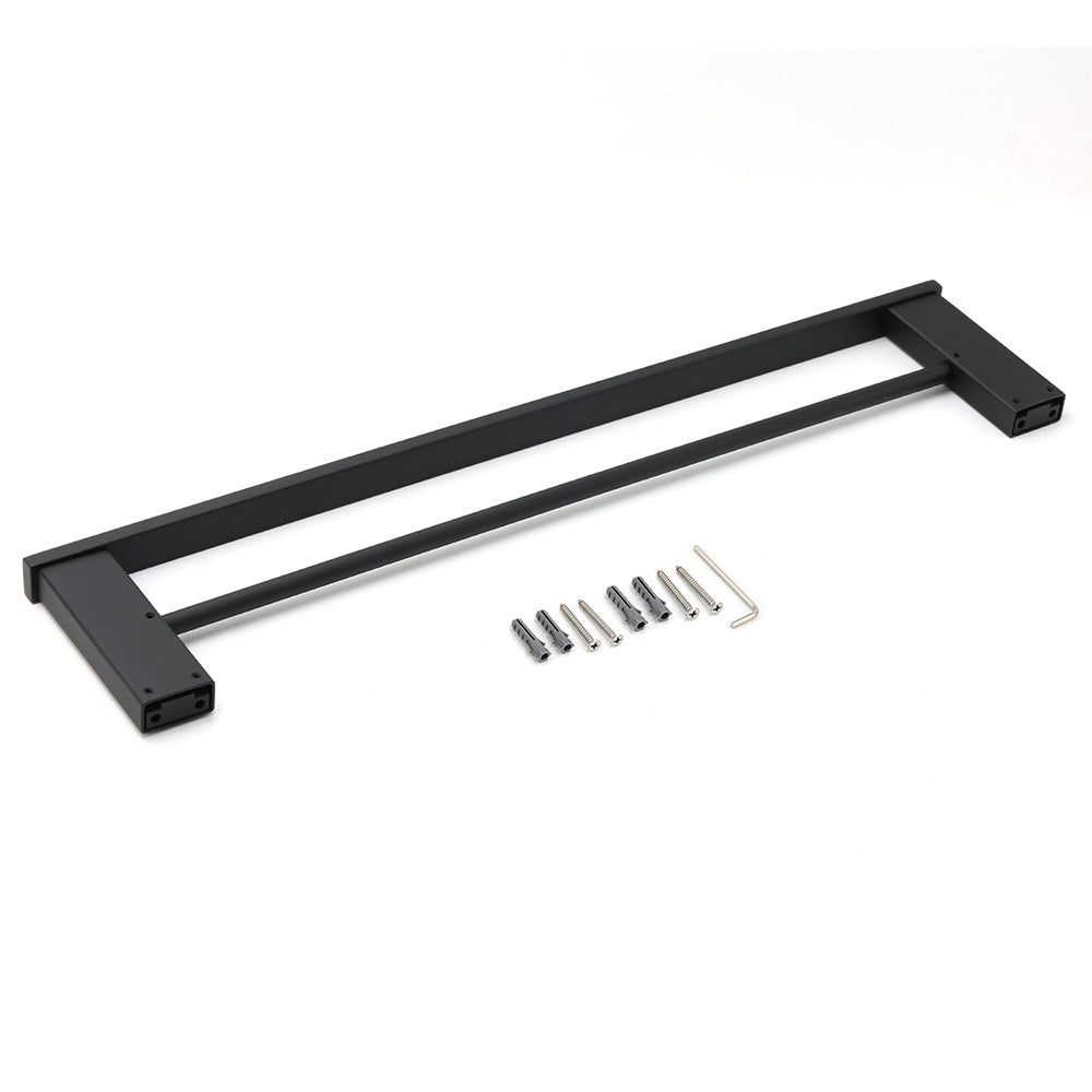 Matt Black Cubic Square 600mm Double Towel Rail Rack Hanger Holder Bar Wall Kit V1233-8700360BL