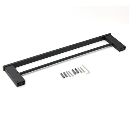 Matt Black Cubic Square 600mm Double Towel Rail Rack Hanger Holder Bar Wall Kit V1233-8700360BL
