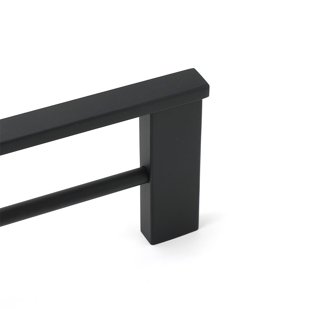 Matt Black Cubic Square 600mm Double Towel Rail Rack Hanger Holder Bar Wall Kit V1233-8700360BL