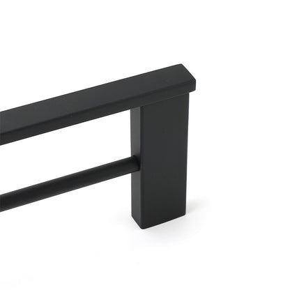 Matt Black Cubic Square 600mm Double Towel Rail Rack Hanger Holder Bar Wall Kit V1233-8700360BL