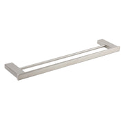 Brushed Nickel Square Towel Rail Rack 600mm Double Hanger Holder Bar Bathroom V1233-8700360BN