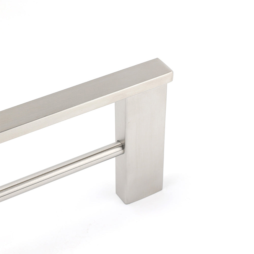 Brushed Nickel Square Towel Rail Rack 600mm Double Hanger Holder Bar Bathroom V1233-8700360BN