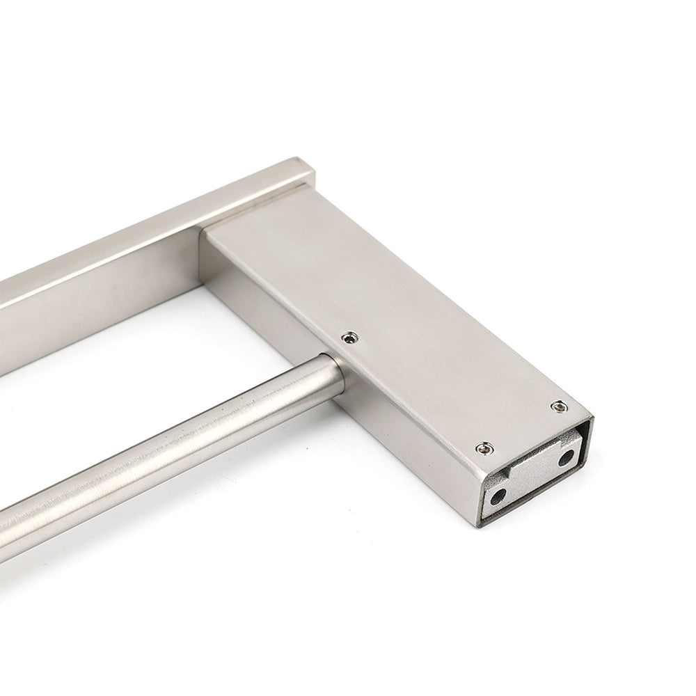 Brushed Nickel Square Towel Rail Rack 600mm Double Hanger Holder Bar Bathroom V1233-8700360BN