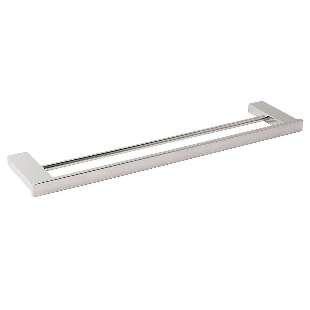 Bathroom Polish Chrome Square Towel Rail Rack 600mm Double Hanger Holder Bar V1233-8700360CR