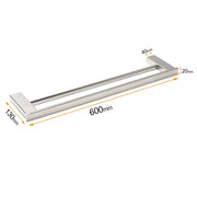 Bathroom Polish Chrome Square Towel Rail Rack 600mm Double Hanger Holder Bar V1233-8700360CR