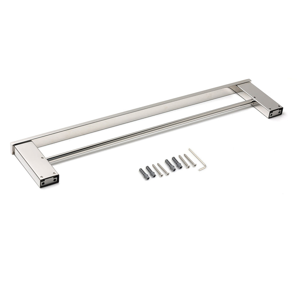 Bathroom Polish Chrome Square Towel Rail Rack 600mm Double Hanger Holder Bar V1233-8700360CR