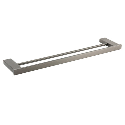 Gun Metal Grey Square Strong Towel Rail Rack 600mm Double Hanger Holder Bar Kit V1233-8700360GM