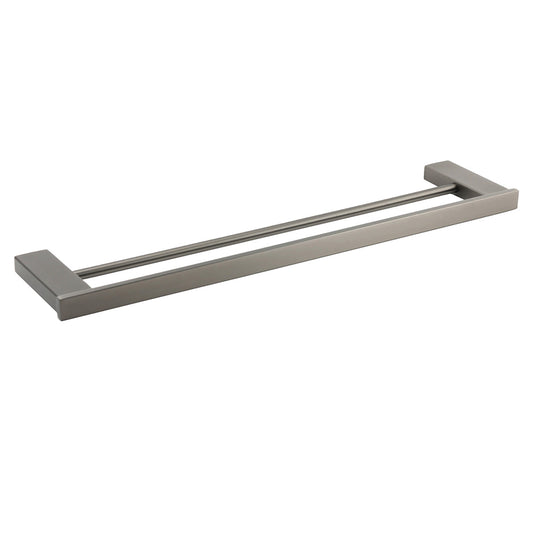 Gun Metal Grey Square Strong Towel Rail Rack 600mm Double Hanger Holder Bar Kit V1233-8700360GM
