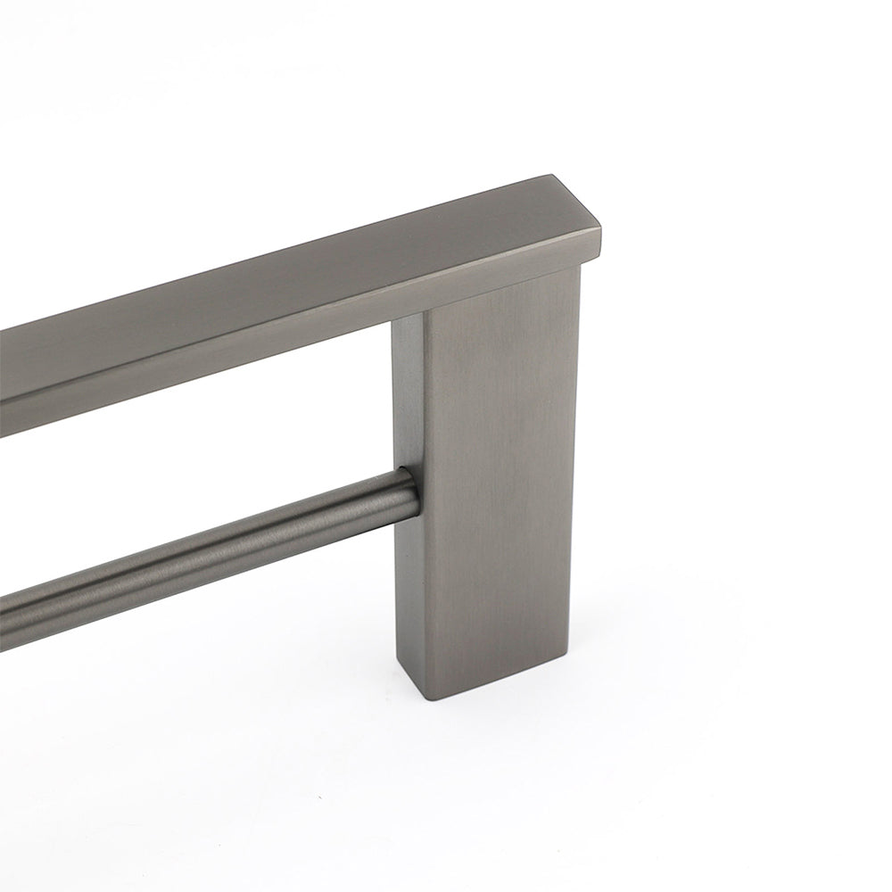 Gun Metal Grey Square Strong Towel Rail Rack 600mm Double Hanger Holder Bar Kit V1233-8700360GM