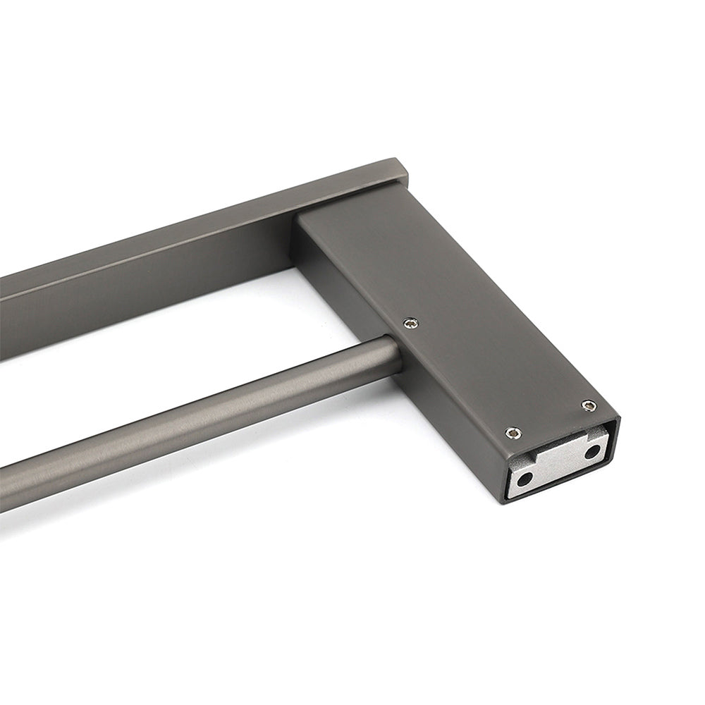 Gun Metal Grey Square Strong Towel Rail Rack 600mm Double Hanger Holder Bar Kit V1233-8700360GM