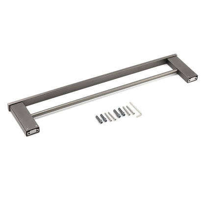 Gun Metal Grey Square Strong Towel Rail Rack 600mm Double Hanger Holder Bar Kit V1233-8700360GM
