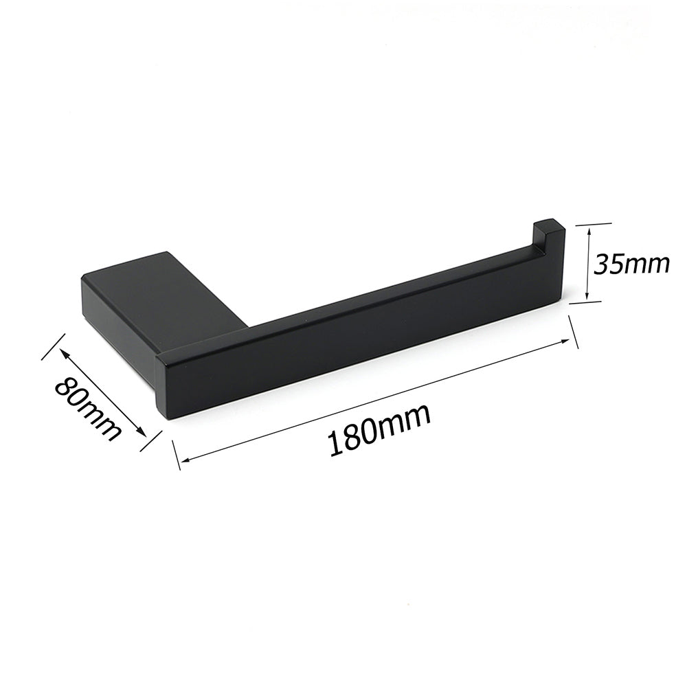 Matt Black Square Cubic Toilet Paper Roll Tissue Roll Holder Rack Wall Hook Kit V1233-87004BL