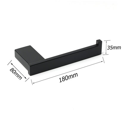 Matt Black Square Cubic Toilet Paper Roll Tissue Roll Holder Rack Wall Hook Kit V1233-87004BL