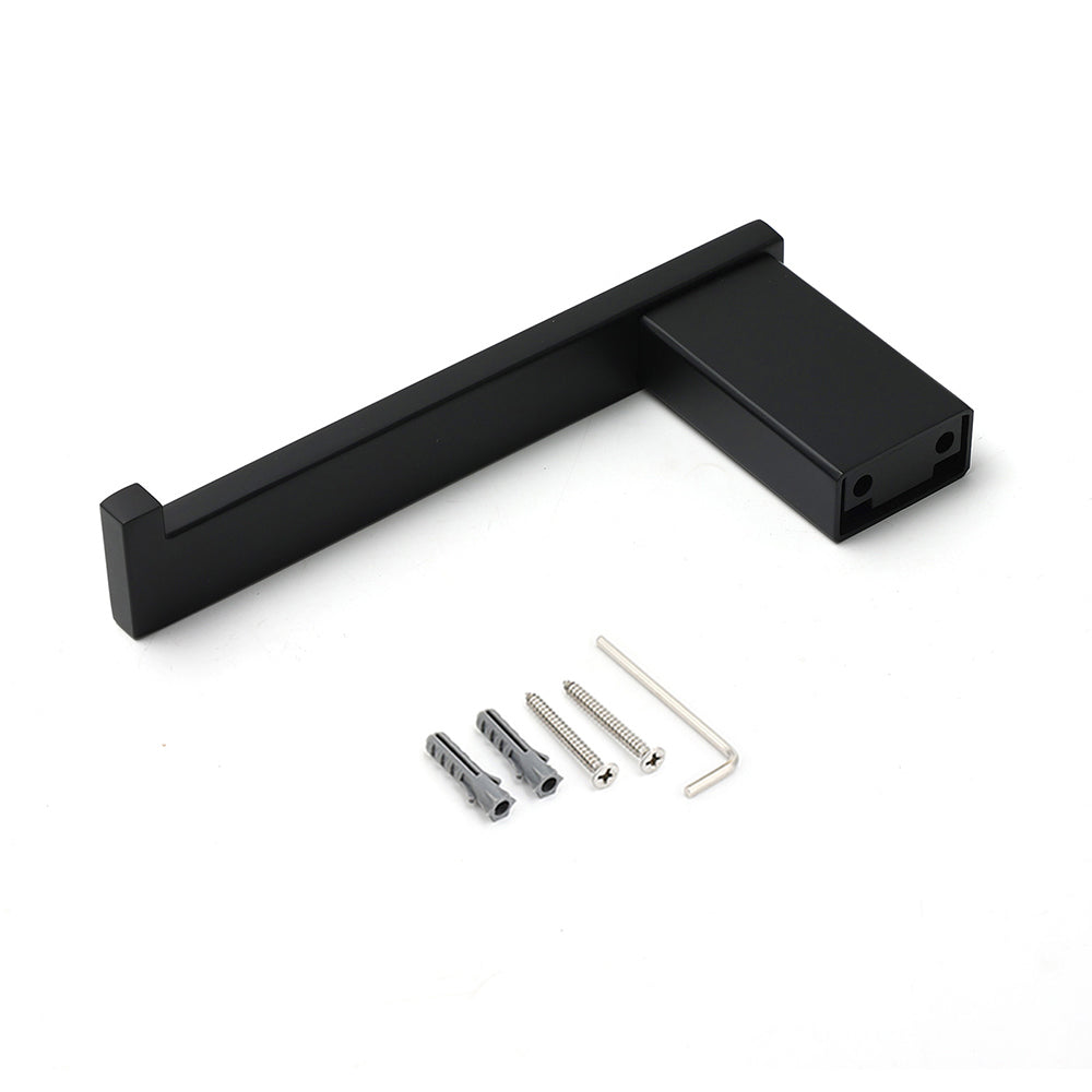 Matt Black Square Cubic Toilet Paper Roll Tissue Roll Holder Rack Wall Hook Kit V1233-87004BL