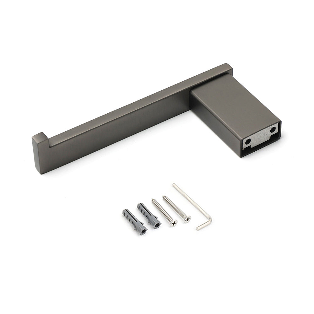 Gun Metal Square Toilet Paper Roll Tissue Roll Holder Hook Rack Wall Mounted Set V1233-87004GM