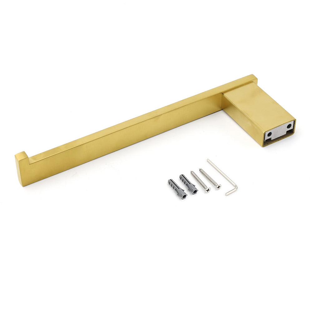 Brushed Gold Cubic Square Towel Holder Rack Clothes Hook Kit Bathroom Accessory V1233-87008BG