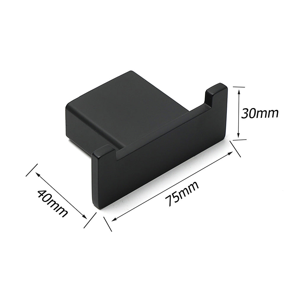 Matt Black Square Robe Hook Clothes Towel Holder Bathroom Wall Hanger Accessory V1233-87009BL