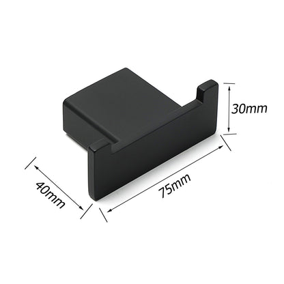 Matt Black Square Robe Hook Clothes Towel Holder Bathroom Wall Hanger Accessory V1233-87009BL