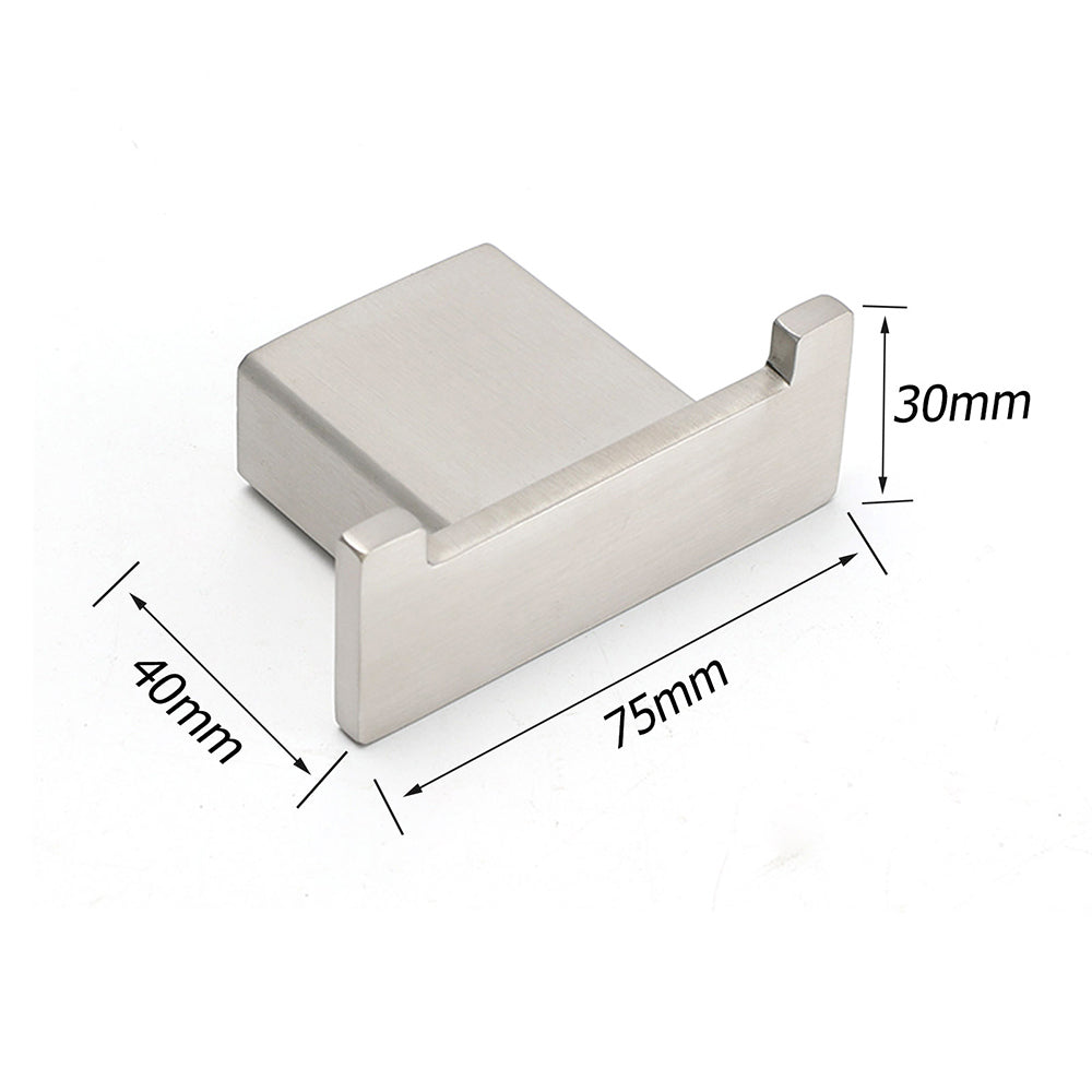 Brushed Nickel SUS Square Robe Hook Clothes Towel Holder Hanger Wall Mounted Kit V1233-87009BN