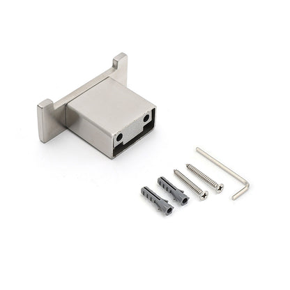 Brushed Nickel SUS Square Robe Hook Clothes Towel Holder Hanger Wall Mounted Kit V1233-87009BN