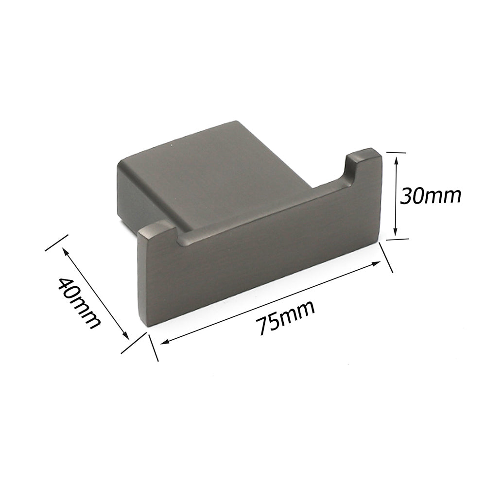 Gun Metal Square Robe Hook Clothes Towel Rack Holder Wall Mounted Double Hanger V1233-87009GM
