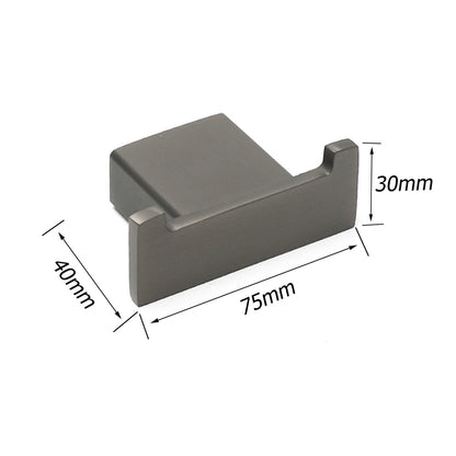 Gun Metal Square Robe Hook Clothes Towel Rack Holder Wall Mounted Double Hanger V1233-87009GM